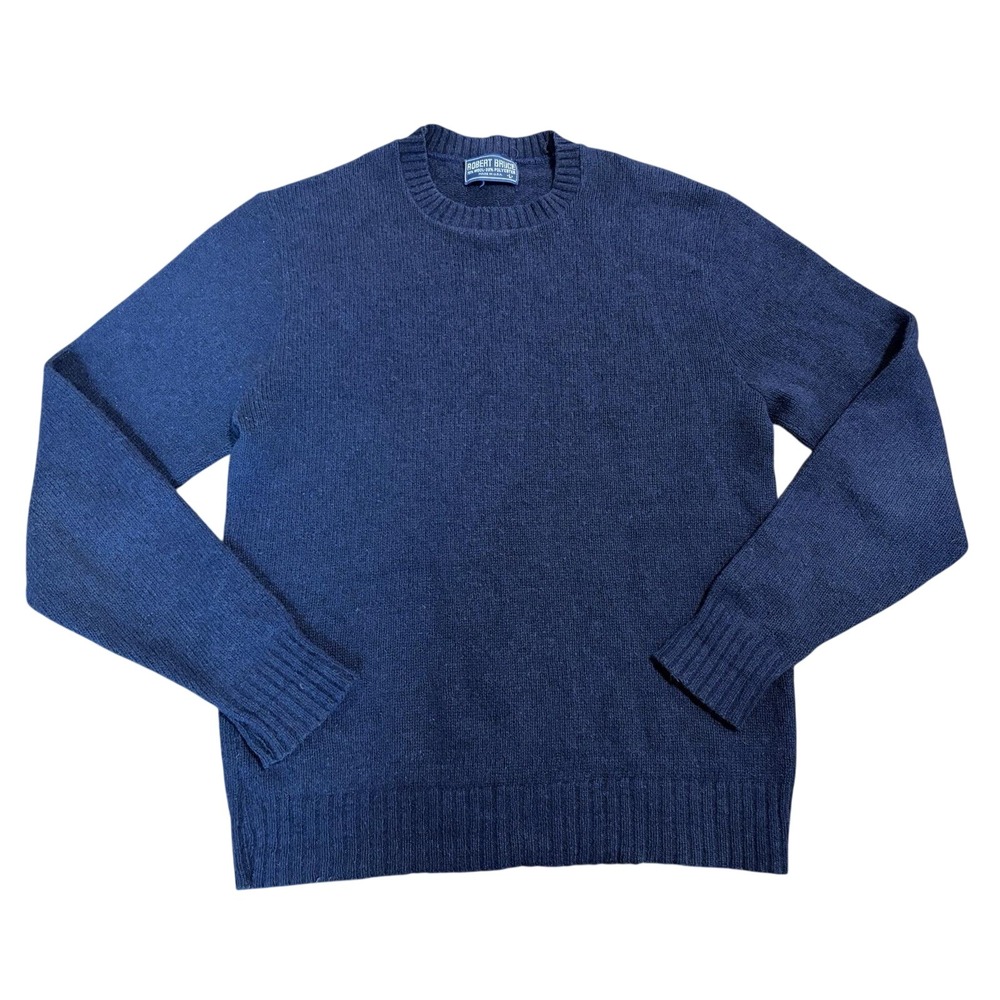 Vintage Robert Bruce Sweater Mens Large Blue Crewneck Made in USA Wool Blend